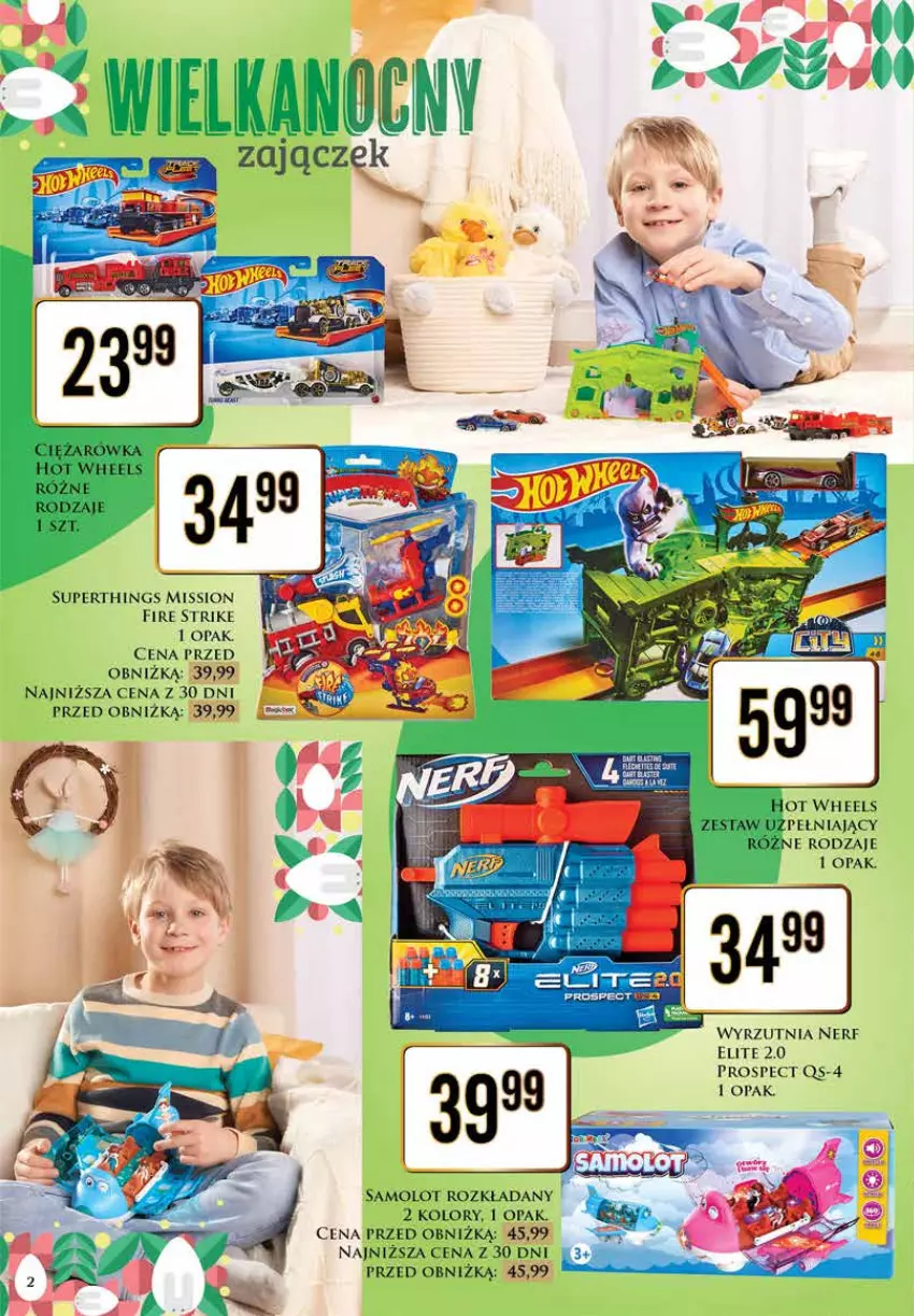 Gazetka promocyjna Dino - Katalog Wielkanoc 2024 - ważna 11.03 do 24.03.2024 - strona 2 - produkty: Amol, Hot Wheels, Nerf, Samolot, Wyrzutnia