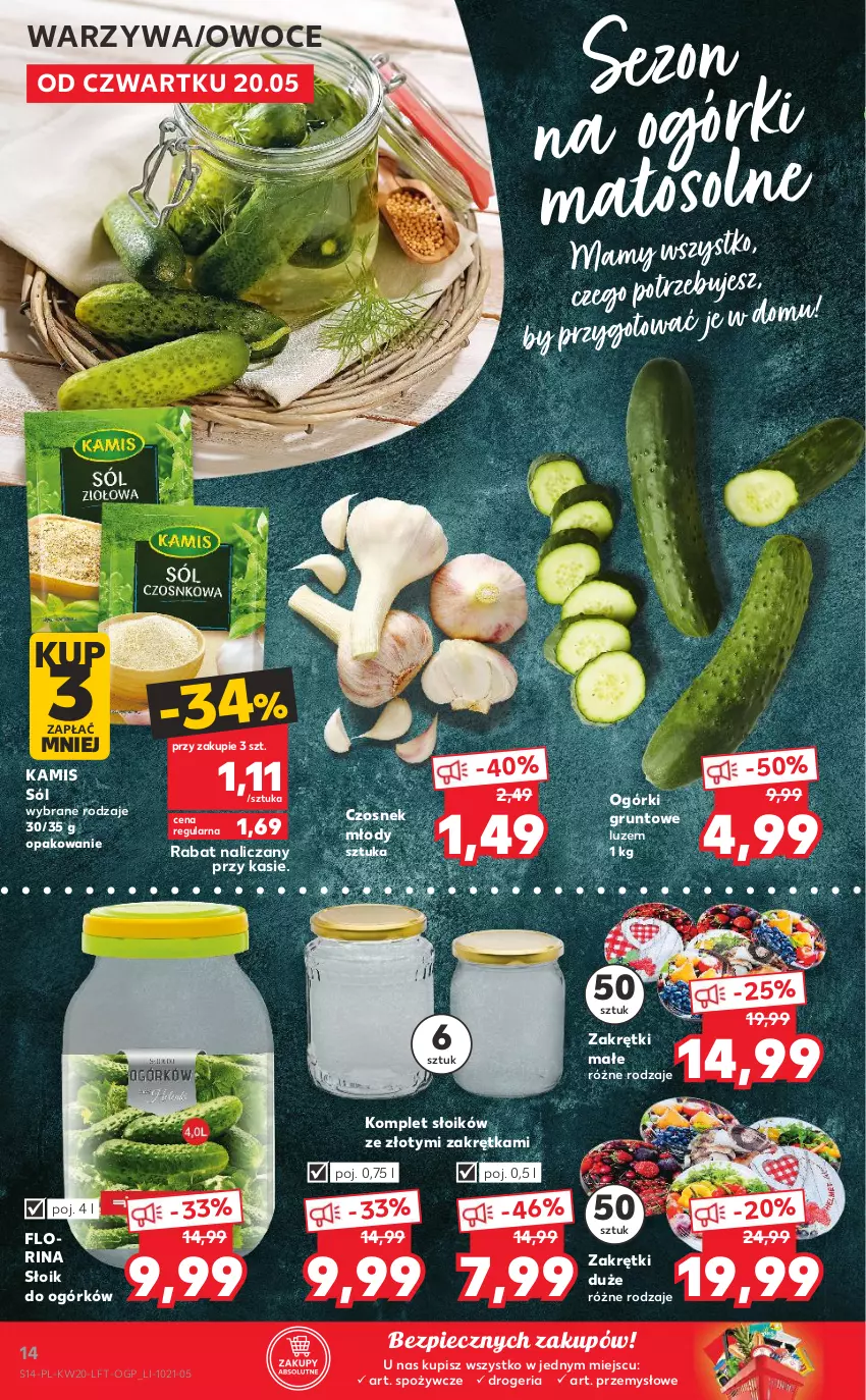 Gazetka promocyjna Kaufland - OFERTA TYGODNIA - ważna 20.05 do 26.05.2021 - strona 14 - produkty: Czosnek, Grunt, Kamis, Owoce, Piec, Sól, Warzywa