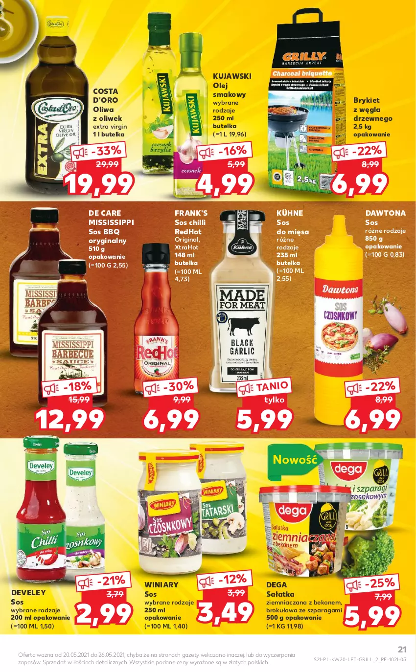 Gazetka promocyjna Kaufland - OFERTA TYGODNIA - ważna 20.05 do 26.05.2021 - strona 21 - produkty: Beko, Costa d'Oro, Dawtona, Dega, Gin, Grill, Kujawski, Olej, Olej smakowy, Oliwa z oliwek, Sałat, Sałatka, Sos, Sos chilli, Winiary