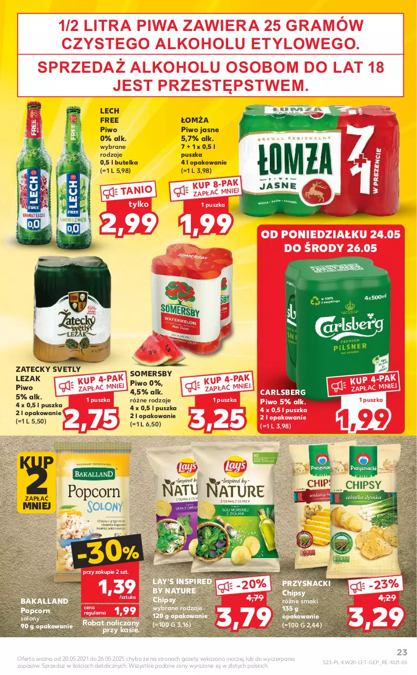 Gazetka promocyjna Kaufland - OFERTA TYGODNIA - ważna 20.05 do 26.05.2021 - strona 23 - produkty: Bakalland, Carlsberg, Chipsy, Gra, Piwa, Piwo, Piwo jasne, Popcorn, Przysnacki, Somersby