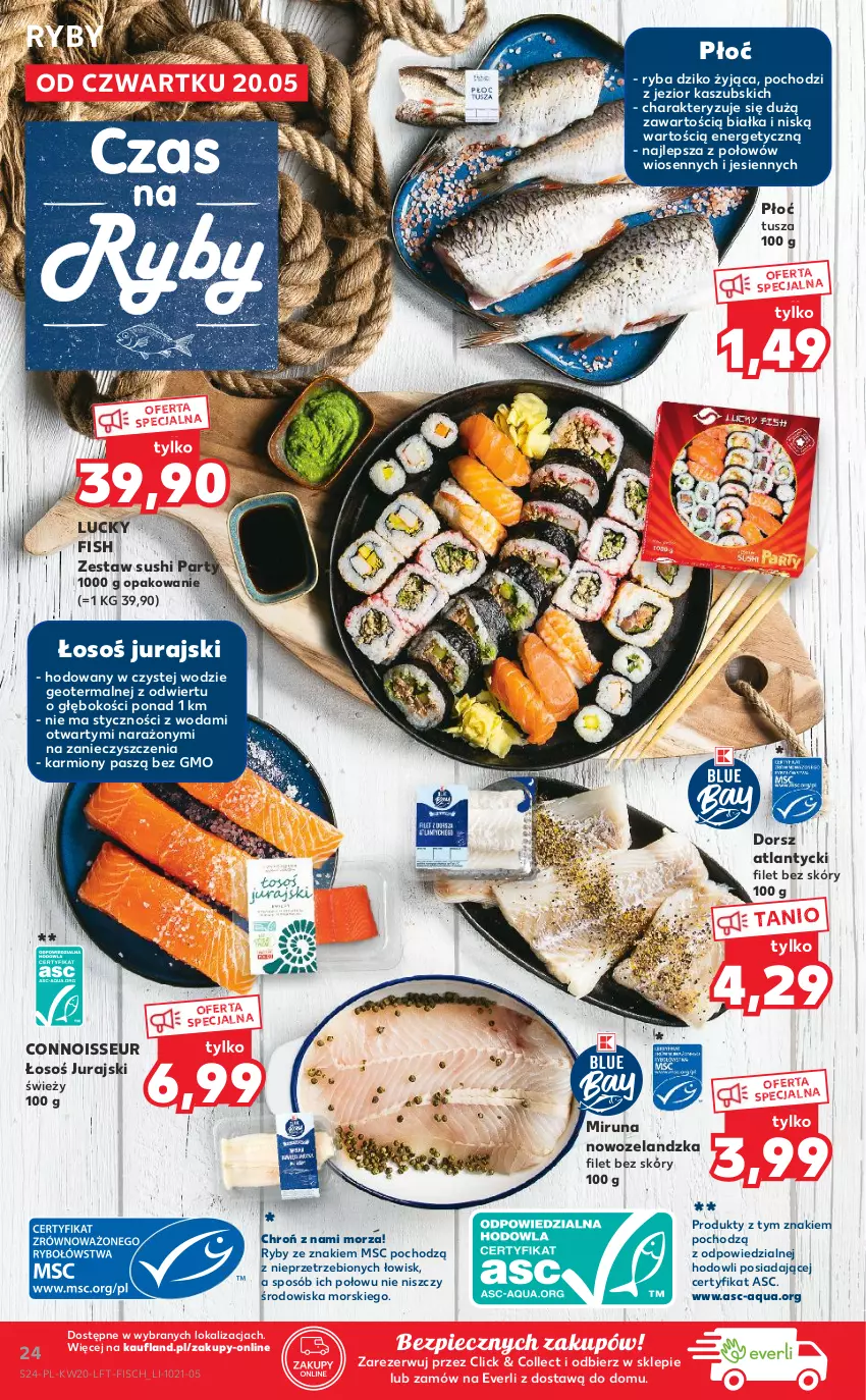 Gazetka promocyjna Kaufland - OFERTA TYGODNIA - ważna 20.05 do 26.05.2021 - strona 24 - produkty: Dorsz, Karmi, Miruna, Piec, Ryba, Sushi, Tusz, Woda