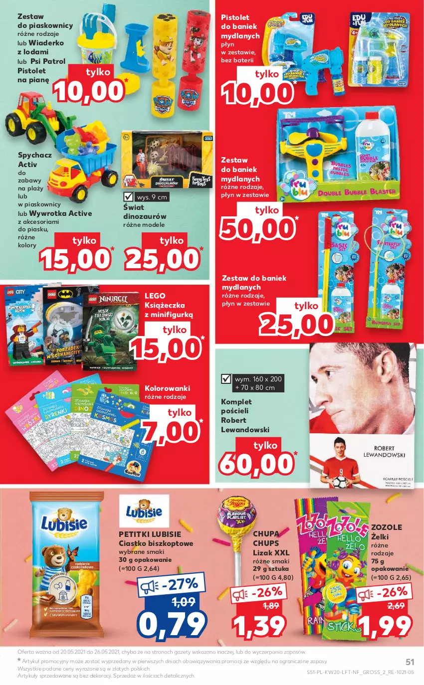 Gazetka promocyjna Kaufland - OFERTA TYGODNIA - ważna 20.05 do 26.05.2021 - strona 51 - produkty: Chupa Chups, Dinozaur, Gra, Komplet pościeli, LEGO, Lubisie, Pistolet, Pościel, Psi Patrol, Wywrotka