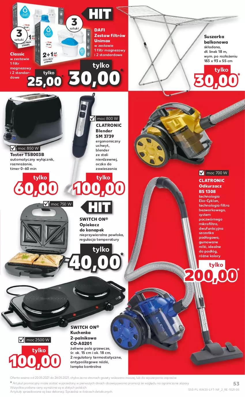 Gazetka promocyjna Kaufland - OFERTA TYGODNIA - ważna 20.05 do 26.05.2021 - strona 53 - produkty: Blender, Filtr magnezowy, Gra, Magnez, Odkurzacz, Opiekacz do kanapek, Rolki, Suszarka, Suszarka balkonowa, Szczotka, Termos, Toster