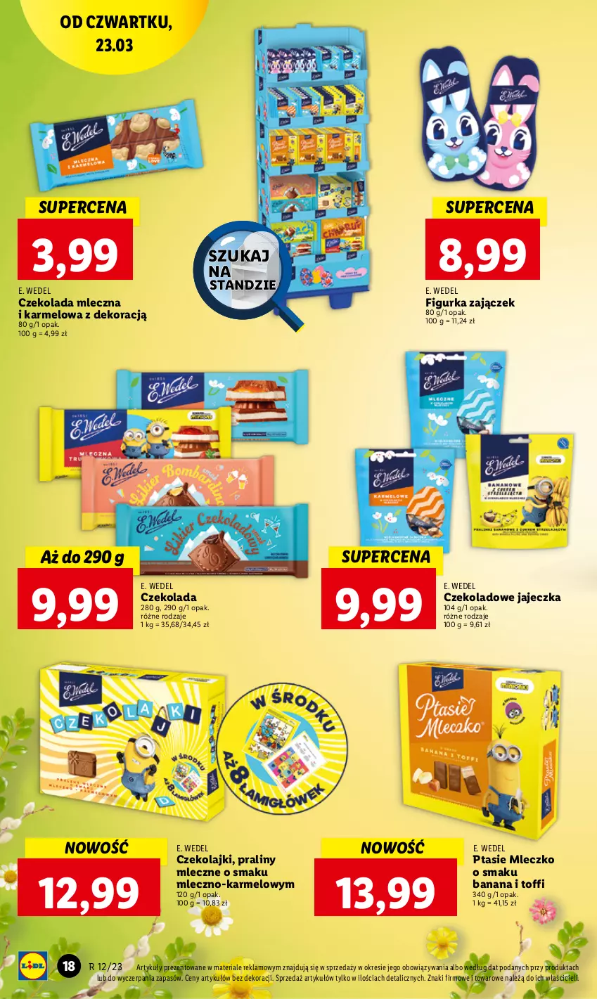 Gazetka promocyjna Lidl - GAZETKA - ważna 23.03 do 25.03.2023 - strona 20 - produkty: Czekolada, Czekolada mleczna, E. Wedel, Mleczko, Praliny, Ptasie mleczko