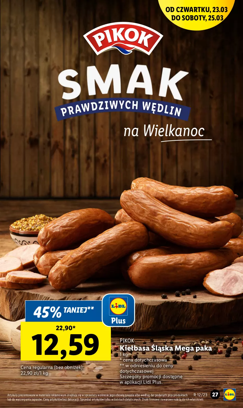 Gazetka promocyjna Lidl - GAZETKA - ważna 23.03 do 25.03.2023 - strona 29 - produkty: Kiełbasa, Kiełbasa śląska, PIKOK