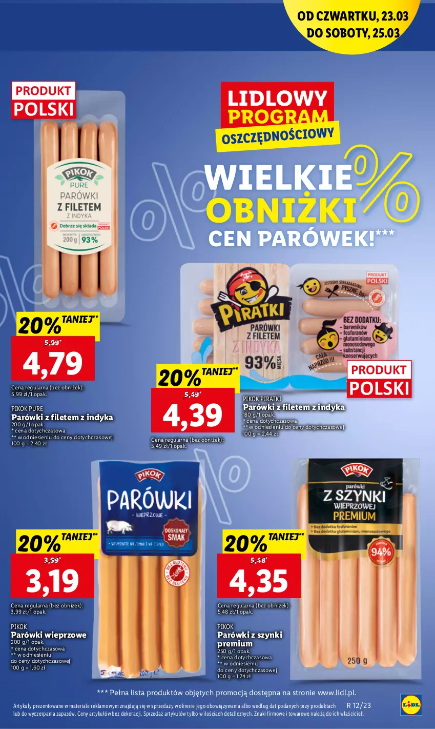 Gazetka promocyjna Lidl - GAZETKA - ważna 23.03 do 25.03.2023 - strona 33 - produkty: Parówki, Parówki z szynki, PIKOK, Pur