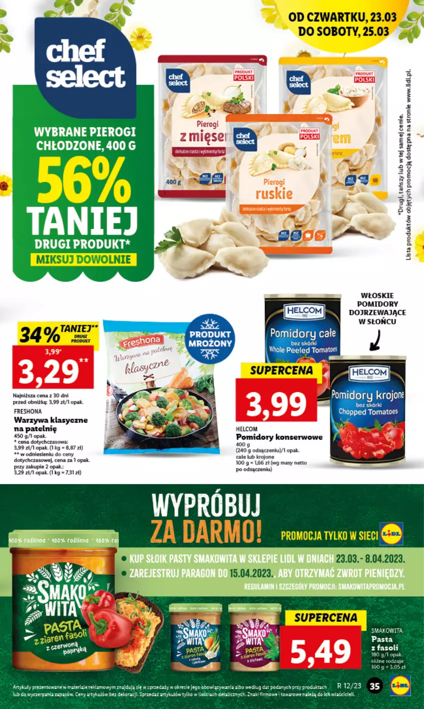 Gazetka promocyjna Lidl - GAZETKA - ważna 23.03 do 25.03.2023 - strona 39 - produkty: HELCOM, Pierogi, Pomidory, Pomidory krojone, Ser, Warzywa