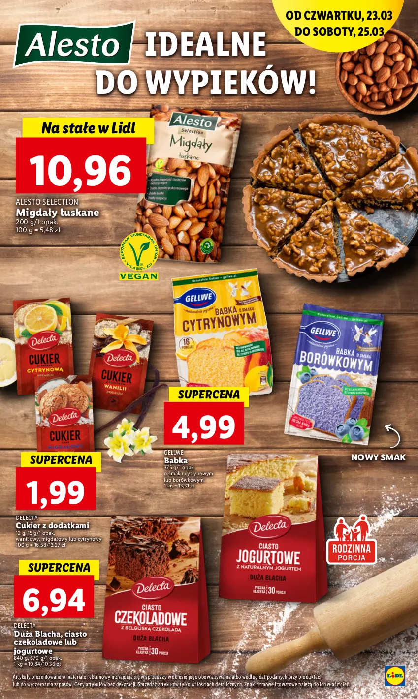 Gazetka promocyjna Lidl - GAZETKA - ważna 23.03 do 25.03.2023 - strona 41 - produkty: Babka, Ciasto czekoladowe, Cukier, Delecta, Jogurt, Migdały, Migdały łuskane