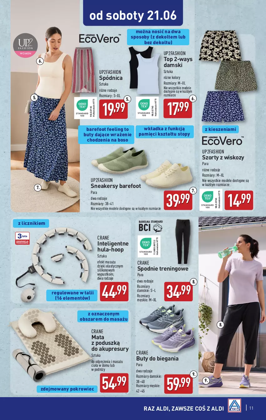 Gazetka promocyjna Aldi - Artykuły przemysłowe i tekstylia - ważna 18.06 do 21.06.2025 - strona 11 - produkty: Barefoot, Buty, Fa, Hoop, Intel, Pokrowiec, Sneakersy, Spódnica, Spodnie, Szorty, Top
