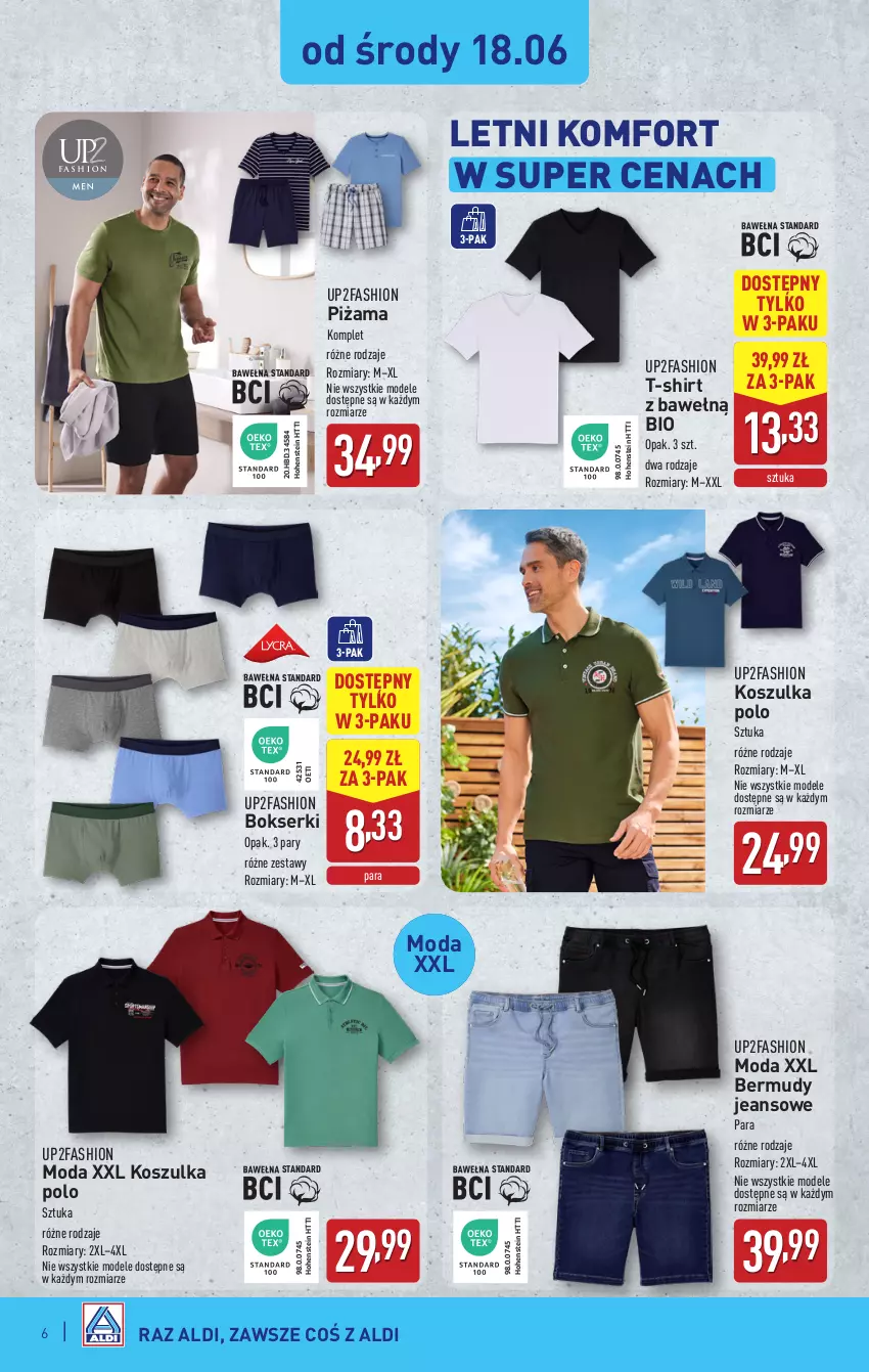 Gazetka promocyjna Aldi - Artykuły przemysłowe i tekstylia - ważna 18.06 do 21.06.2025 - strona 6 - produkty: Bermudy, Bokserki, Fa, Kosz, Koszulka, Moda, Piżama, Ser, T-shirt