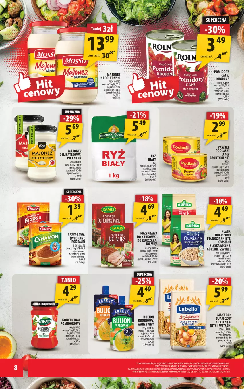 Gazetka promocyjna Arhelan - Gazetka - ważna 13.03 do 22.03.2026 - strona 8 - produkty: Bell, Bella, Bulion, Krakus, Kuchnia, Kurczak, LG, Lion, Lubella, Majonez, Makaron, Oleo, Pasztet