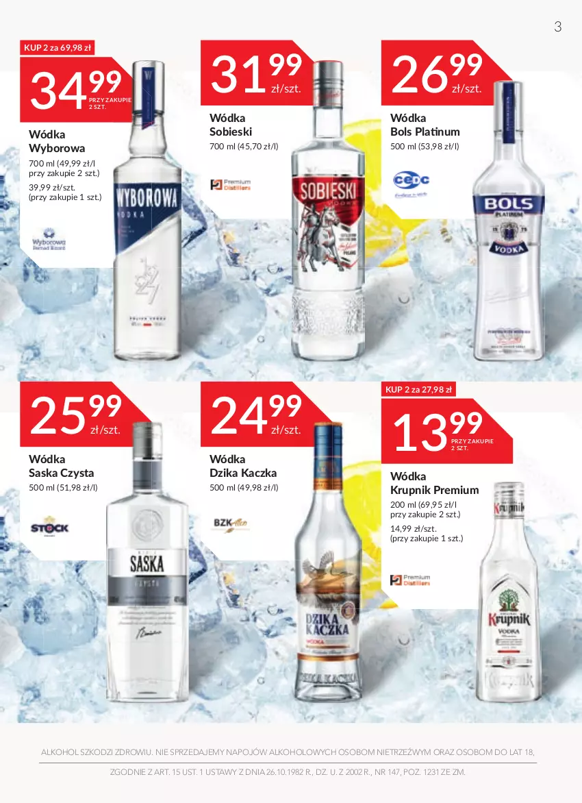 Gazetka promocyjna Stokrotka - Oferta alkoholowa - ważna 23.06 do 20.07.2022 - strona 3 - produkty: Bols, Kaczka, Krupnik, Saska, Wódka, Wyborowa