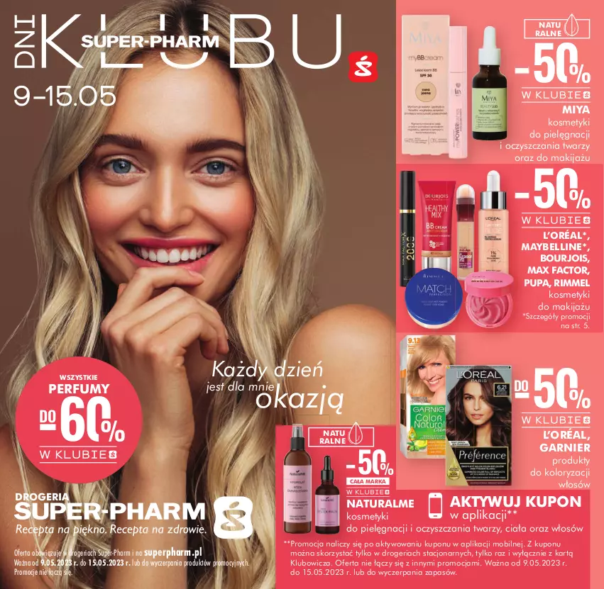 Gazetka promocyjna Super Pharm - Gazetka - ważna 09.05 do 15.05.2023 - strona 1 - produkty: Bell, Bourjois, Fa, Garnier, Kosmetyki do pielęgnacji, L’Oréal, Makijaż, Max Factor, Maybelline, Mobil, Perfum, Pupa