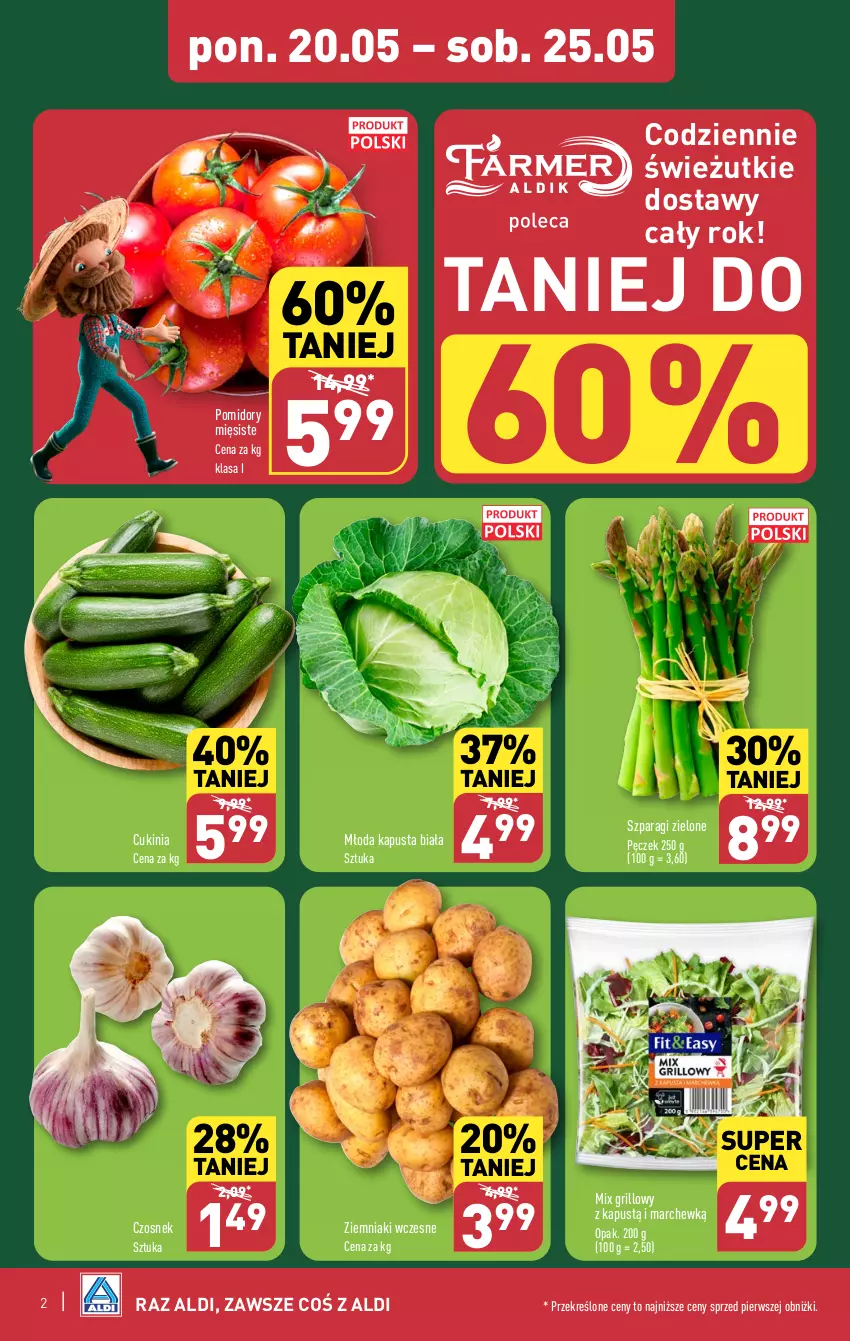 Gazetka promocyjna Aldi - Pełna oferta - ważna 20.05 do 25.05.2024 - strona 2 - produkty: Czosnek, Grill, Kapustą, Pomidory, Ziemniaki