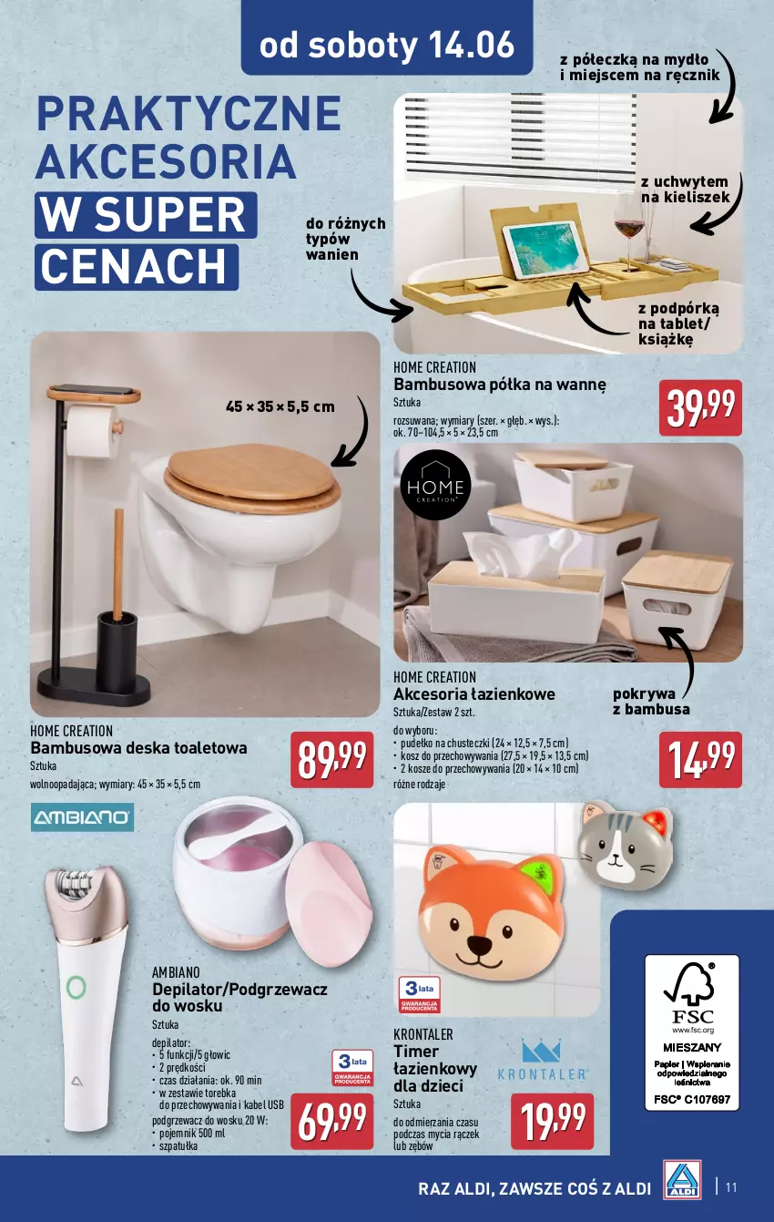 Gazetka promocyjna Aldi - Artykuły przemysłowe i tekstylia - ważna 11.06 do 14.06.2025 - strona 11 - produkty: Chusteczki, Depilator, Dzieci, Kabel USB, Kieliszek, Kosz, Mydło, Pojemnik, Pokrywa, Półka, Pudełko, Ręcznik, Szpatułka, Tablet, Torebka