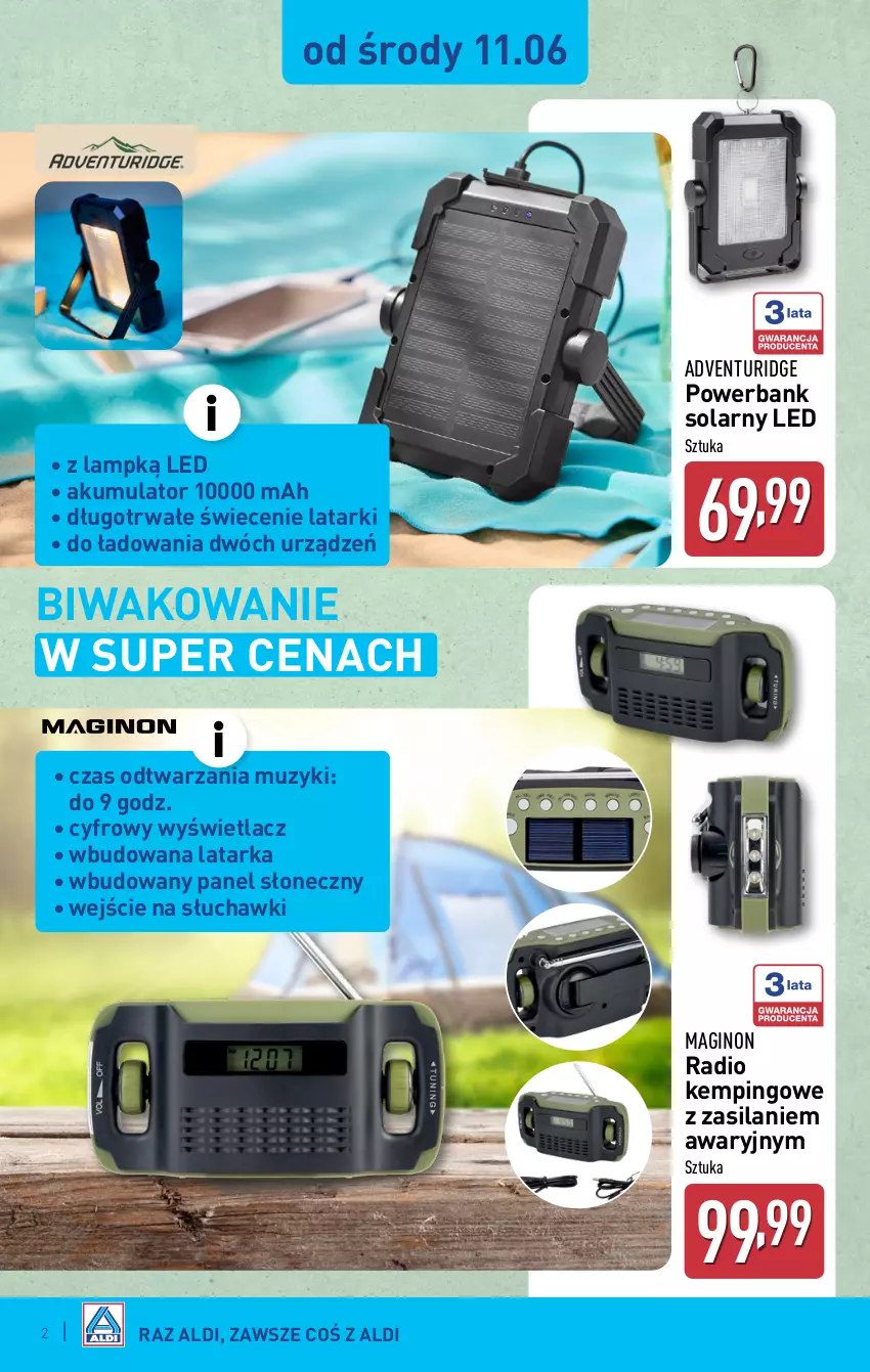 Gazetka promocyjna Aldi - Artykuły przemysłowe i tekstylia - ważna 11.06 do 14.06.2025 - strona 2 - produkty: Akumulator, Gin, Latarka, Powerbank, Silan, Słuchawki, Tarka