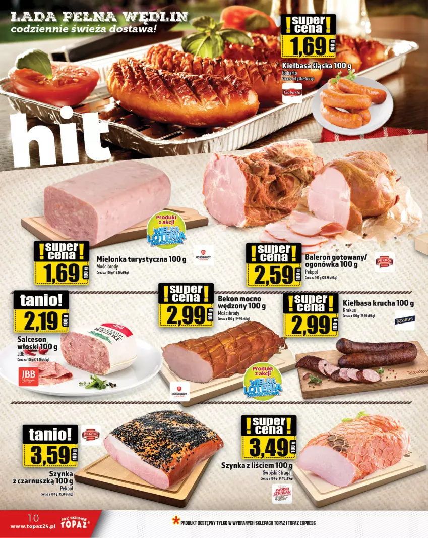 Gazetka promocyjna Topaz - Gazetka - ważna 29.08 do 04.09.2024 - strona 10 - produkty: Beko, Kiełbasa, Kiełbasa krucha, Krakus, Ogonówka, Pekpol, Top