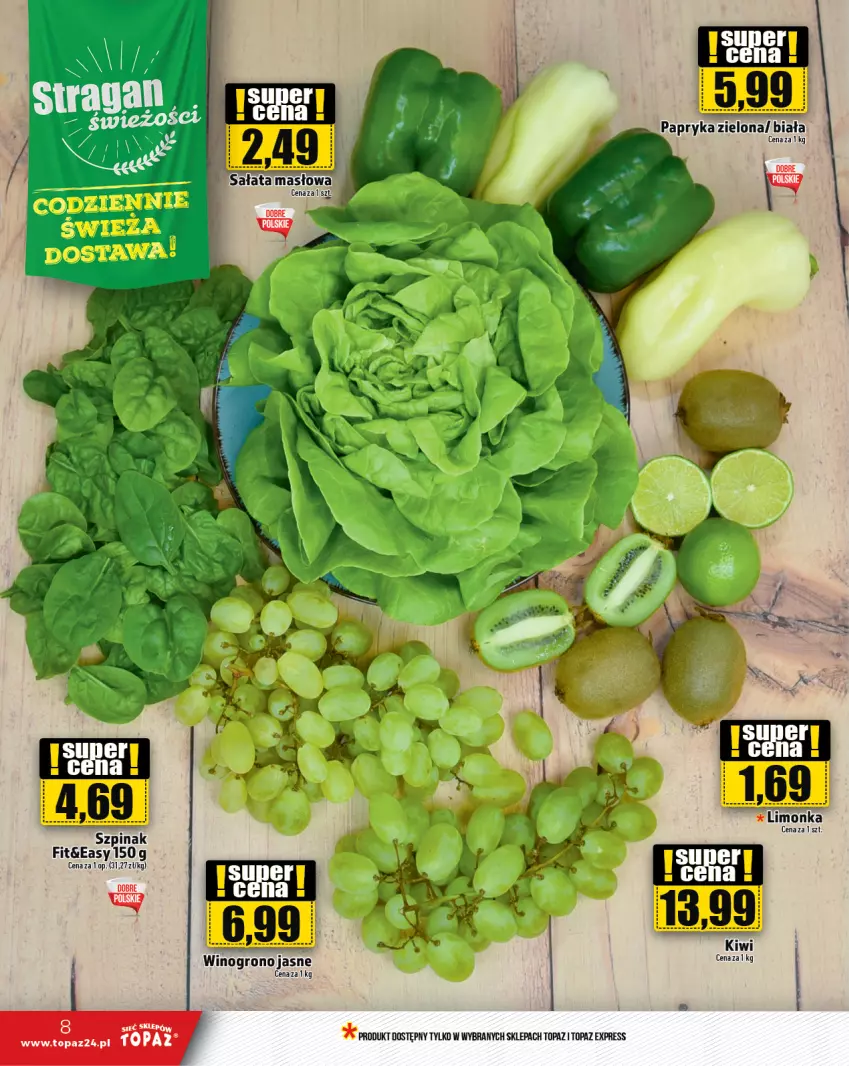 Gazetka promocyjna Topaz - Gazetka - ważna 29.08 do 04.09.2024 - strona 8 - produkty: Fa, Limonka, Masło, Papryka, Sałat, Sałata masłowa, Top, Wino