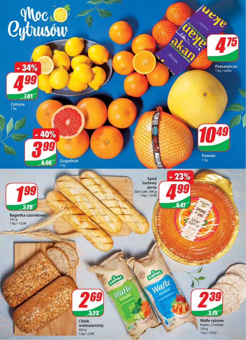 Gazetka promocyjna Dino - Gazetka - ważna 23.02 do 01.03.2022 - strona 12 - produkty: Bagietka, Bagietka czosnkowa, Chleb, Dan Cake, Gra, Kupiec, Piec, Pomarańcze, Ryż, Siatka, Wafle