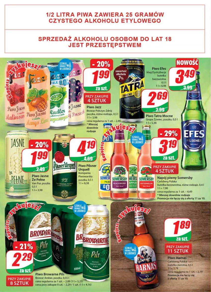 Gazetka promocyjna Dino - Gazetka - ważna 23.02 do 01.03.2022 - strona 18 - produkty: Carlsberg, Fa, Napój, Piwo, Somersby, Tatra