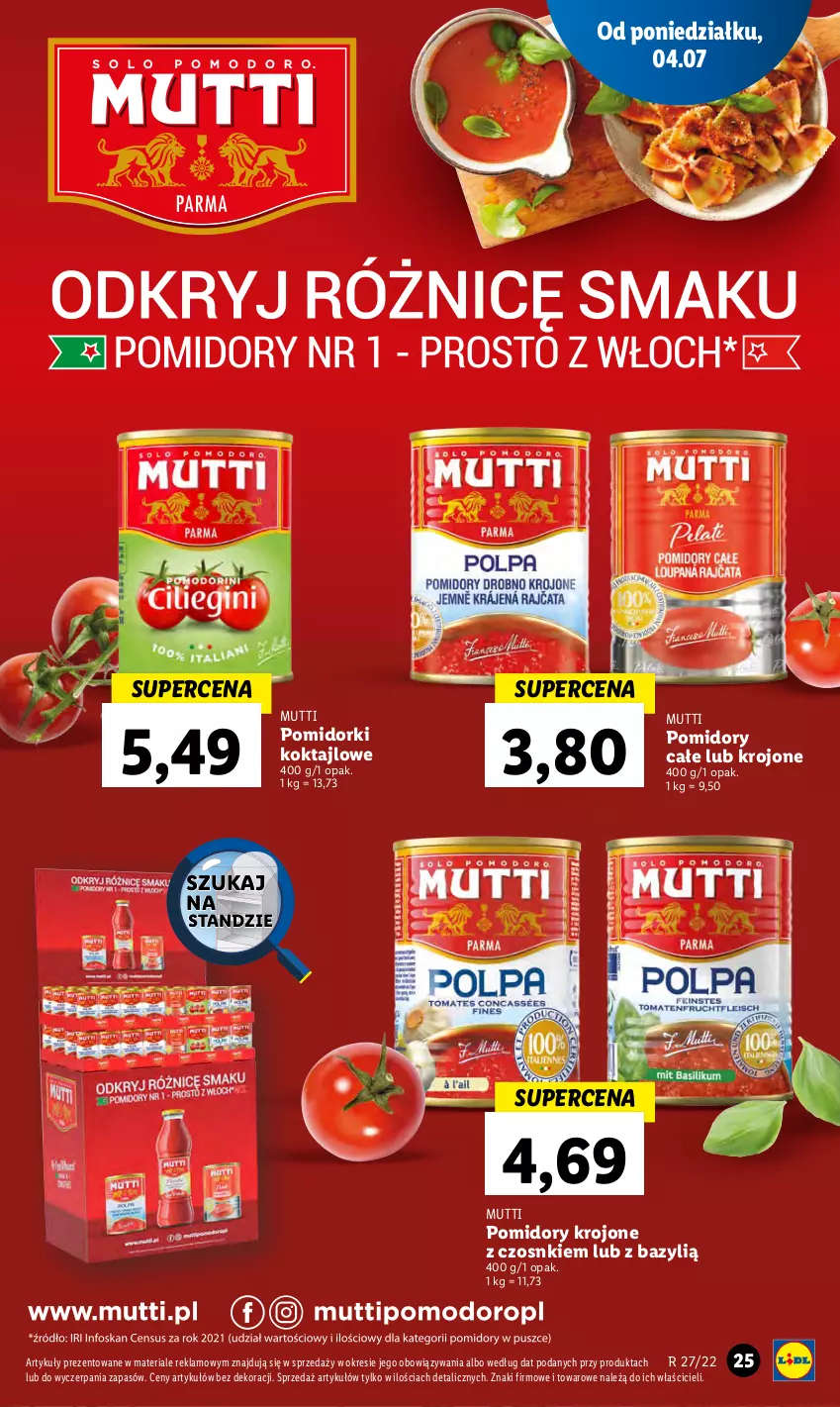 Gazetka promocyjna Lidl - GAZETKA - ważna 07.07 do 09.07.2022 - strona 25 - produkty: Bazyl, Pomidorki, Pomidory, Pomidory krojone