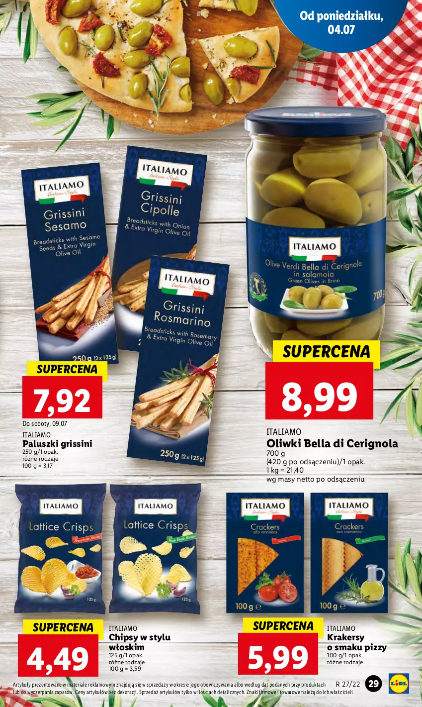 Gazetka promocyjna Lidl - GAZETKA - ważna 07.07 do 09.07.2022 - strona 29 - produkty: Bell, Bella, Chipsy, Grissini, Krakersy, Oliwki