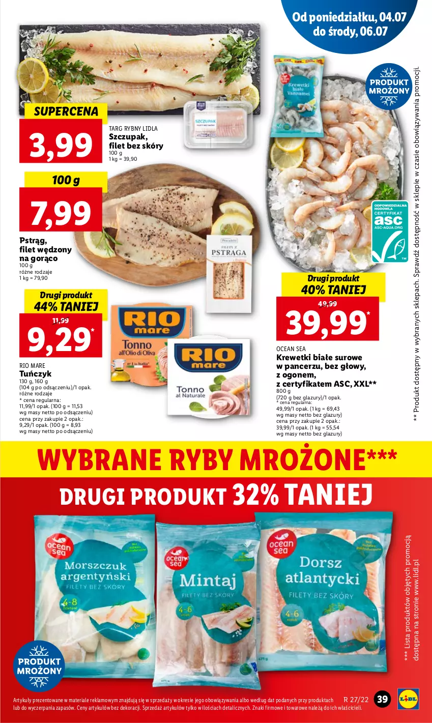 Gazetka promocyjna Lidl - GAZETKA - ważna 07.07 do 09.07.2022 - strona 39 - produkty: Krewetki, Lazur, Pstrąg, Rio Mare, Tuńczyk, Zupa