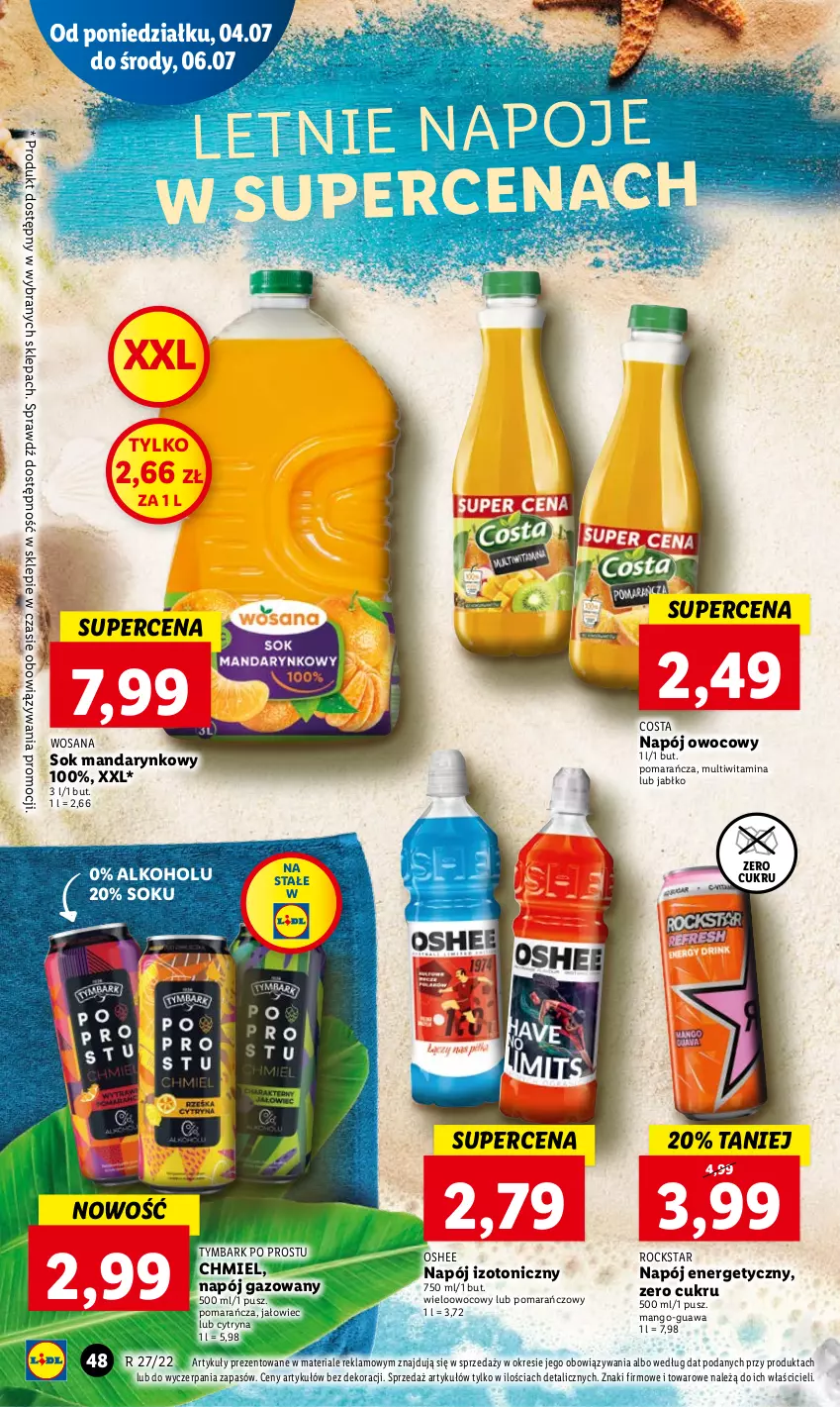 Gazetka promocyjna Lidl - GAZETKA - ważna 07.07 do 09.07.2022 - strona 48 - produkty: Mango, Napój, Napój energetyczny, Napój gazowany, Napój izotoniczny, Napoje, Oshee, Sok, Tymbark, Wosana