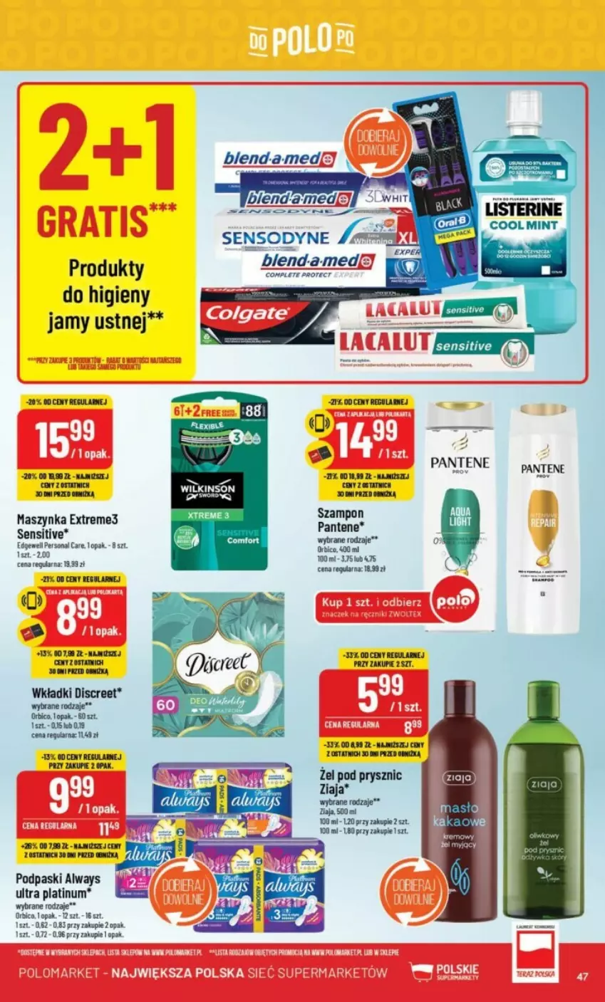 Gazetka promocyjna PoloMarket - ważna 11.10 do 17.11.2023 - strona 42 - produkty: Always, BIC, Discreet, Maszynka, Pantene, Podpaski, Sensodyne, Szampon, Szynka, Wilson, Wkładki, Ziaja