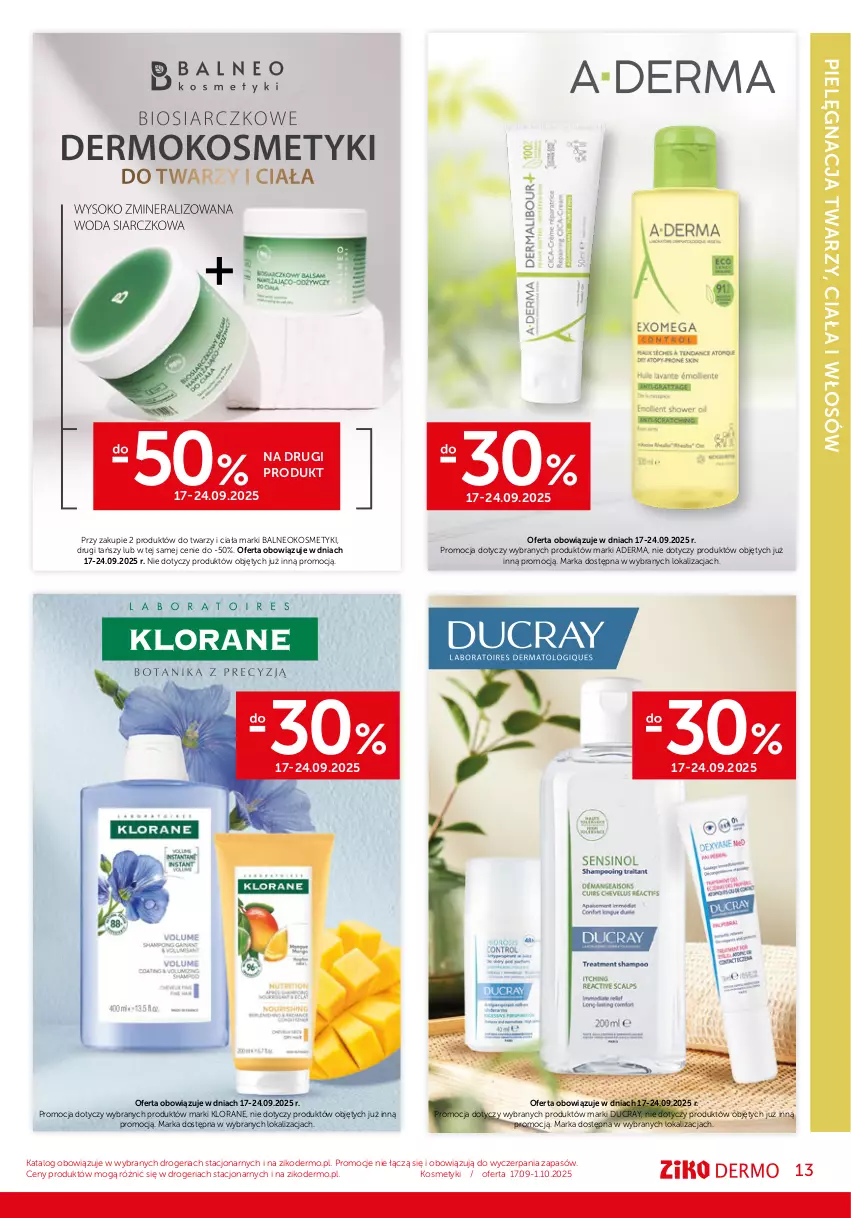 Gazetka promocyjna Ziko - Gazetka Ziko Dermo - ważna 17.09 do 01.10.2025 - strona 13 - produkty: Ducray, Klorane