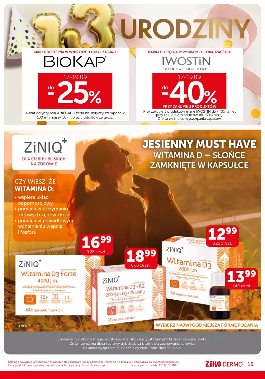 Gazetka promocyjna Ziko - Gazetka Ziko Dermo - ważna 17.09 do 01.10.2025 - strona 15 - produkty: Biokap, Iwostin, Mus, Okap, Por, Szampon