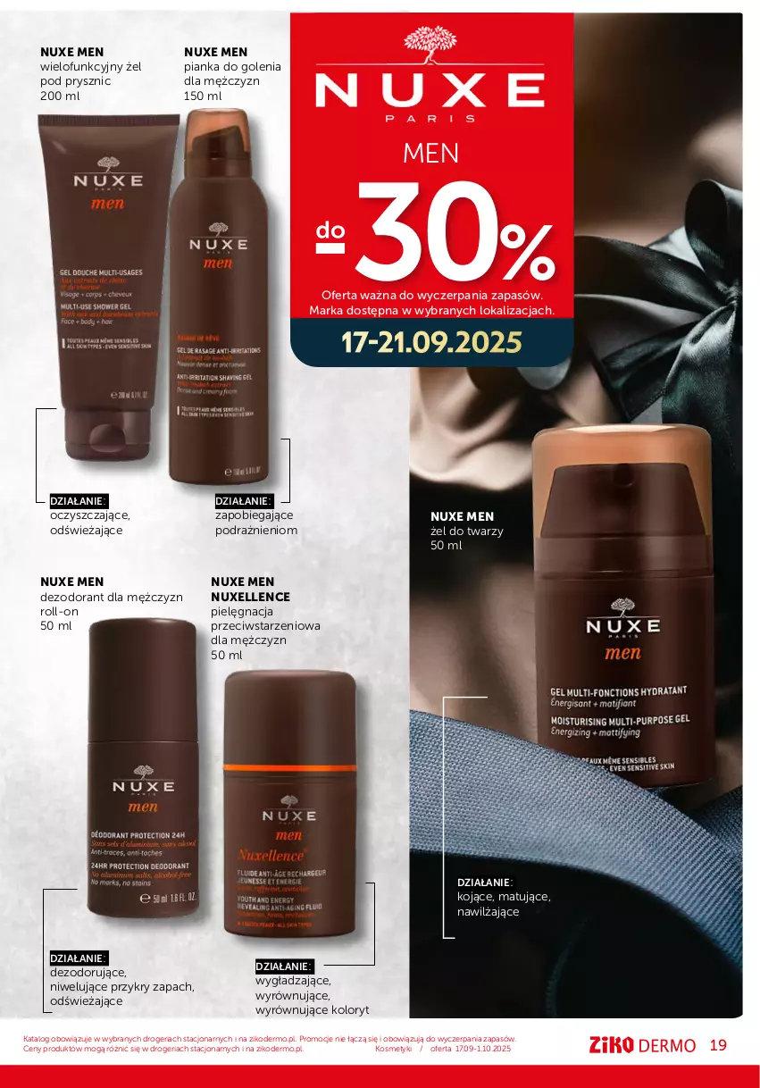 Gazetka promocyjna Ziko - Gazetka Ziko Dermo - ważna 17.09 do 01.10.2025 - strona 19 - produkty: Dezodorant, Nuxe, Pianka do golenia