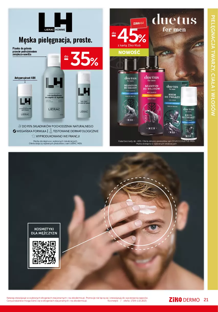 Gazetka promocyjna Ziko - Gazetka Ziko Dermo - ważna 17.09 do 01.10.2025 - strona 21 - produkty: Antyperspirant, Emulsja, Gin, Lierac, Pianka do golenia, Ser