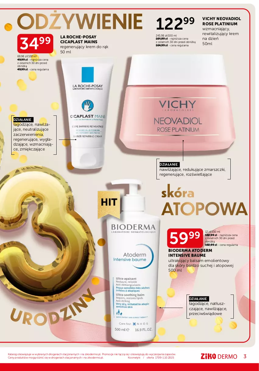 Gazetka promocyjna Ziko - Gazetka Ziko Dermo - ważna 17.09 do 01.10.2025 - strona 3 - produkty: Atoderm, Bioderma, Krem do rąk, Krem na dzień, La Roche-Posay, Mars, Top, Vichy