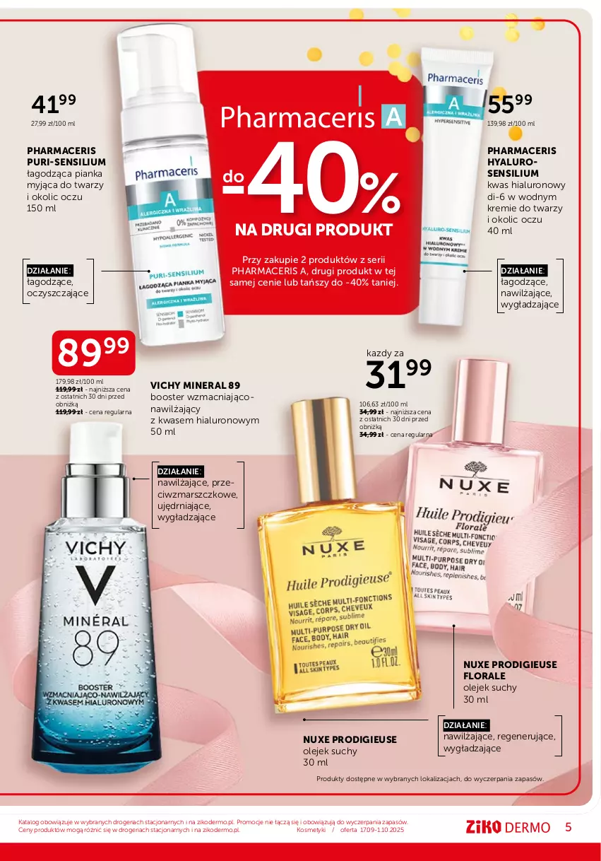 Gazetka promocyjna Ziko - Gazetka Ziko Dermo - ważna 17.09 do 01.10.2025 - strona 5 - produkty: Acer, Booster, Flora, Mars, Nuxe, Olej, Pharmaceris, Pur, Ser, Vichy