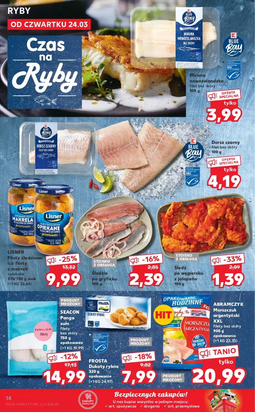 Gazetka promocyjna Kaufland - OFERTA TYGODNIA - ważna 24.03 do 30.03.2022 - strona 14 - produkty: Dorsz, Frosta, Gry, Lisner, Miruna, Panga, Piec