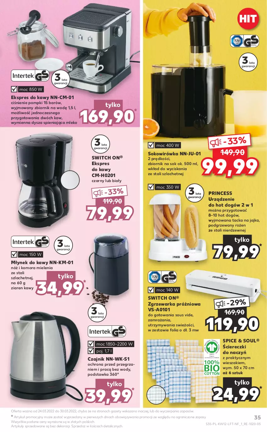 Gazetka promocyjna Kaufland - OFERTA TYGODNIA - ważna 24.03 do 30.03.2022 - strona 35 - produkty: Czajnik, Gra, Hot dog, Mleko, Młynek, Młynek do kawy, Sok, Warka, Wieszak