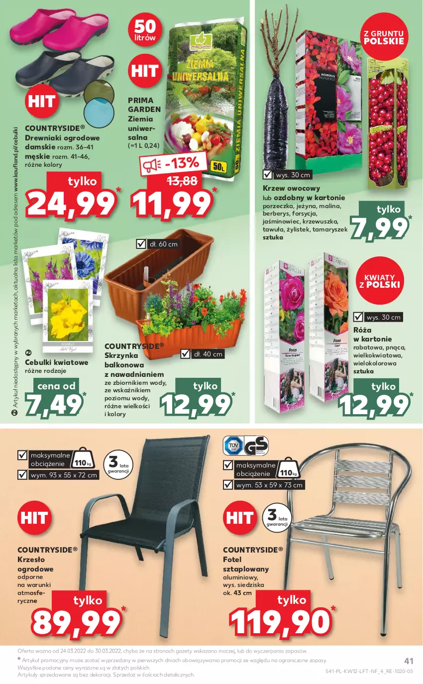 Gazetka promocyjna Kaufland - OFERTA TYGODNIA - ważna 24.03 do 30.03.2022 - strona 41 - produkty: Dres, Fotel, Gra, Grunt, Krzesło, Krzesło ogrodowe, Por, Prima, Róża, Stek