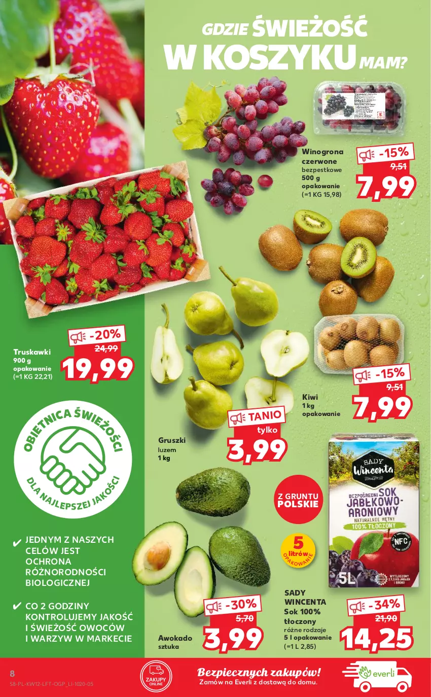 Gazetka promocyjna Kaufland - OFERTA TYGODNIA - ważna 24.03 do 30.03.2022 - strona 8 - produkty: Grunt, Gruszki, Kiwi, Kosz, Piec, Sok, Truskawki, Wino, Winogrona