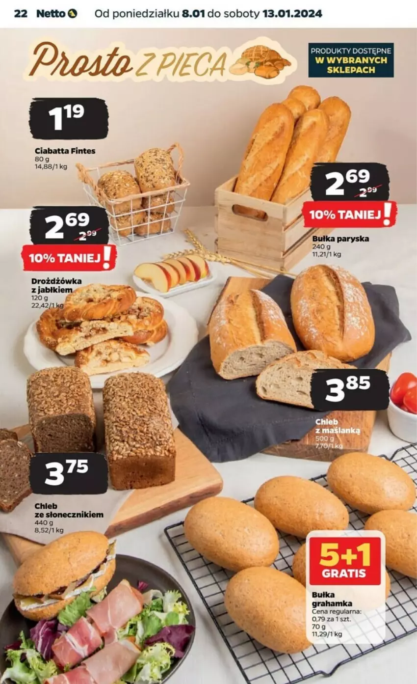 Gazetka promocyjna Netto - ważna 08.01 do 13.01.2024 - strona 15 - produkty: Bułka, Bułka grahamka, Ciabatta, Gra