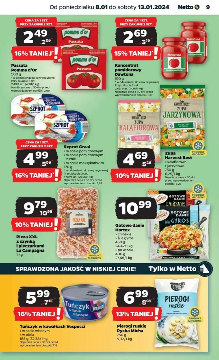 Gazetka promocyjna Netto - ważna 08.01 do 13.01.2024 - strona 25 - produkty: Dawtona, Fa, Gyros, Hortex, Kawa, Koncentrat pomidorowy, Piec, Pieczarka, Pierogi, Pizza, Sos, Tuńczyk