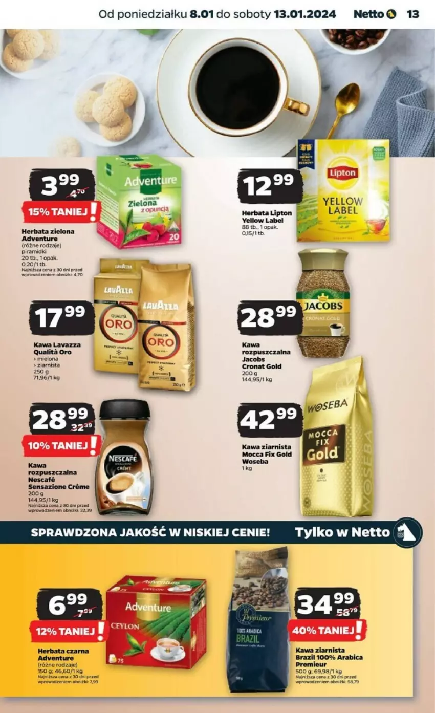 Gazetka promocyjna Netto - ważna 08.01 do 13.01.2024 - strona 5 - produkty: BIC, Fa, Kawa, Kawa ziarnista, Lavazza, Mocca Fix Gold, Ser, Woseba