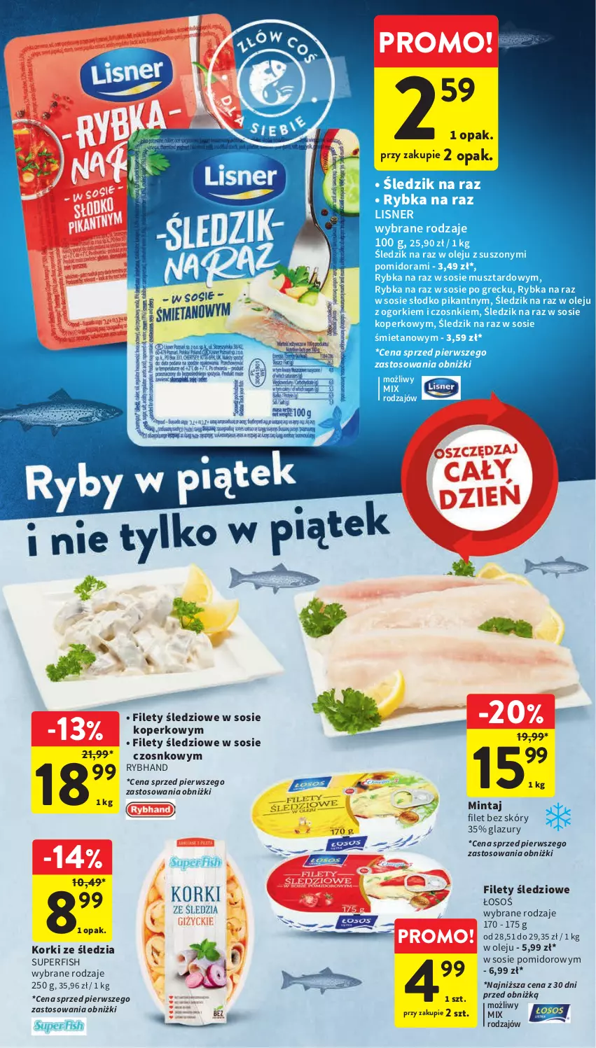 Gazetka promocyjna Intermarche - Gazetka Intermarche - ważna 31.08 do 06.09.2023 - strona 22 - produkty: Lazur, Lisner, Mintaj, Mus, Olej, Rybka na raz, Sos