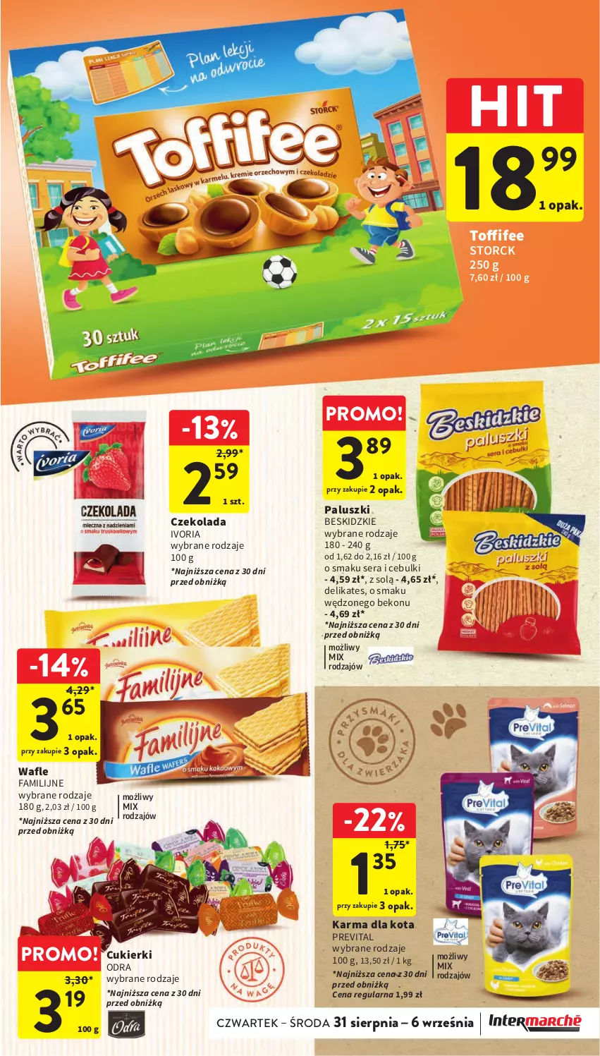 Gazetka promocyjna Intermarche - Gazetka Intermarche - ważna 31.08 do 06.09.2023 - strona 29 - produkty: Beko, Beskidzki, Cukier, Cukierki, Czekolada, Fa, Ser, Toffifee, Wafle