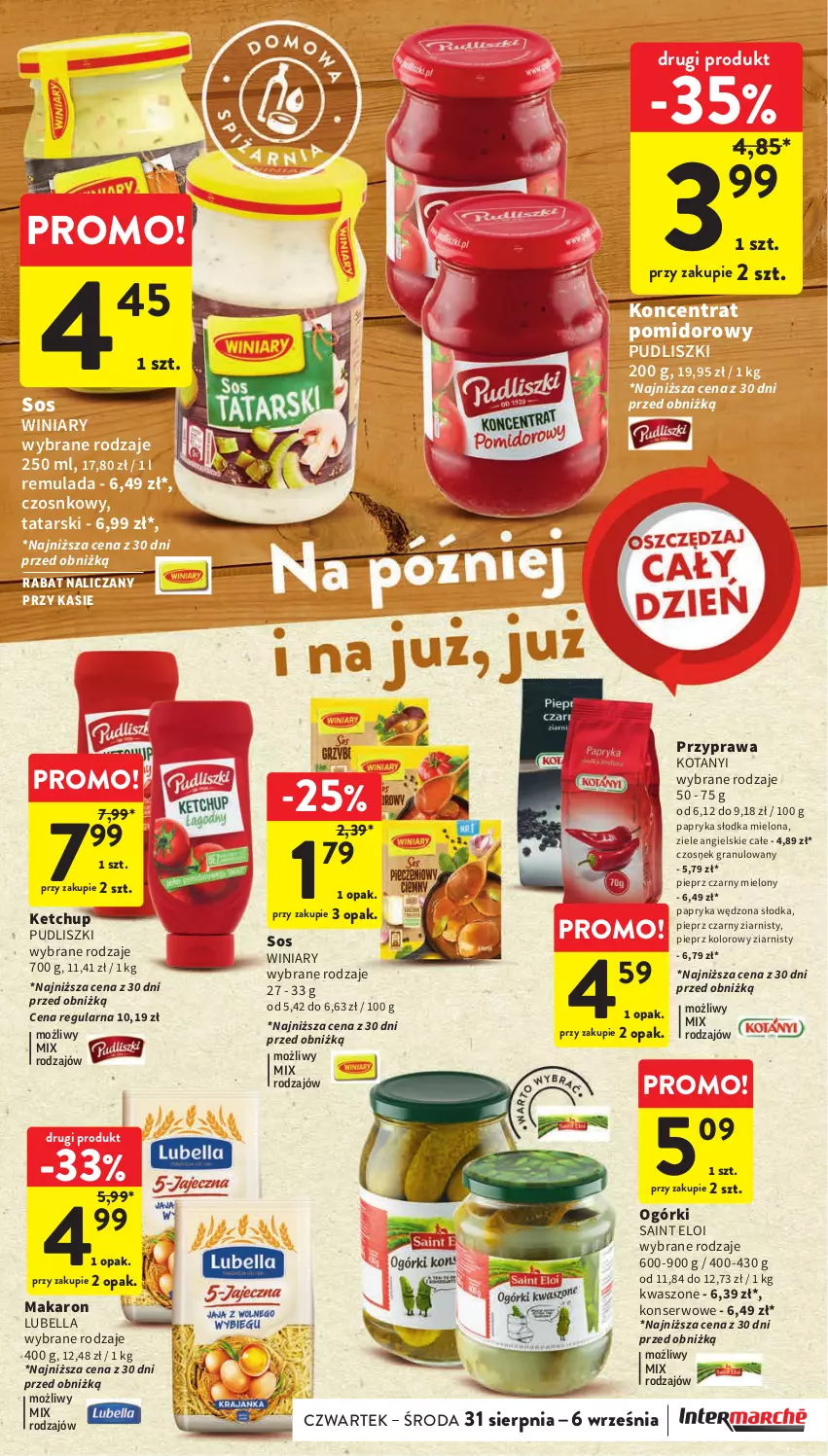 Gazetka promocyjna Intermarche - Gazetka Intermarche - ważna 31.08 do 06.09.2023 - strona 30 - produkty: Bell, Bella, Czosnek, Czosnek granulowany, Gra, Ketchup, Koncentrat pomidorowy, Lubella, Makaron, Papryka, Papryka słodka, Papryka wędzona, Pieprz, Pudliszki, Ser, Sos, Winiary, Ziele angielskie