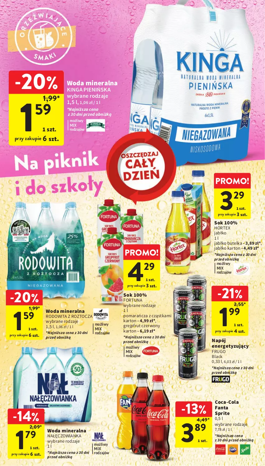 Gazetka promocyjna Intermarche - Gazetka Intermarche - ważna 31.08 do 06.09.2023 - strona 32 - produkty: Coca-Cola, Fa, Fanta, Fortuna, Grejpfrut, Hortex, Lack, Nałęczowianka, Napój, Sok, Sprite, Woda, Woda mineralna