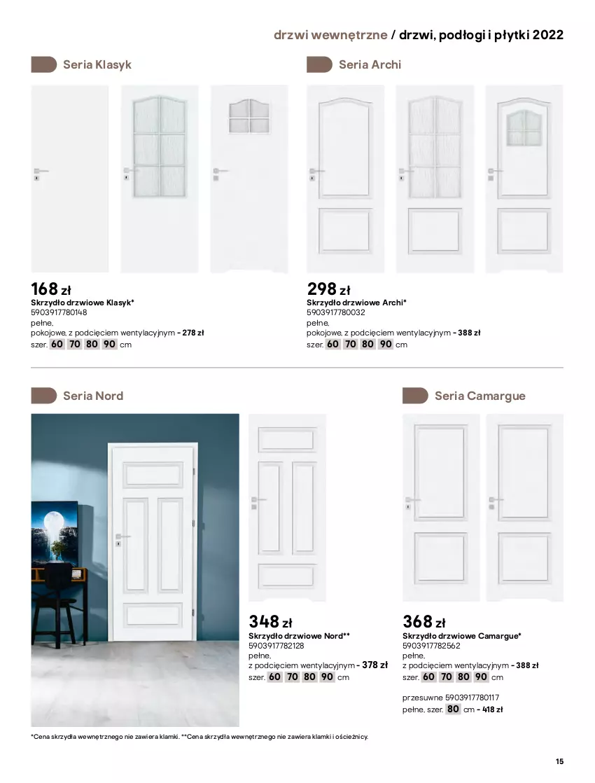 Gazetka promocyjna Castorama - ważna 02.05 do 31.12.2022 - strona 15 - produkty: Drzwi, Fa, Gres, Klamka, Ser, Skrzydło drzwiowe
