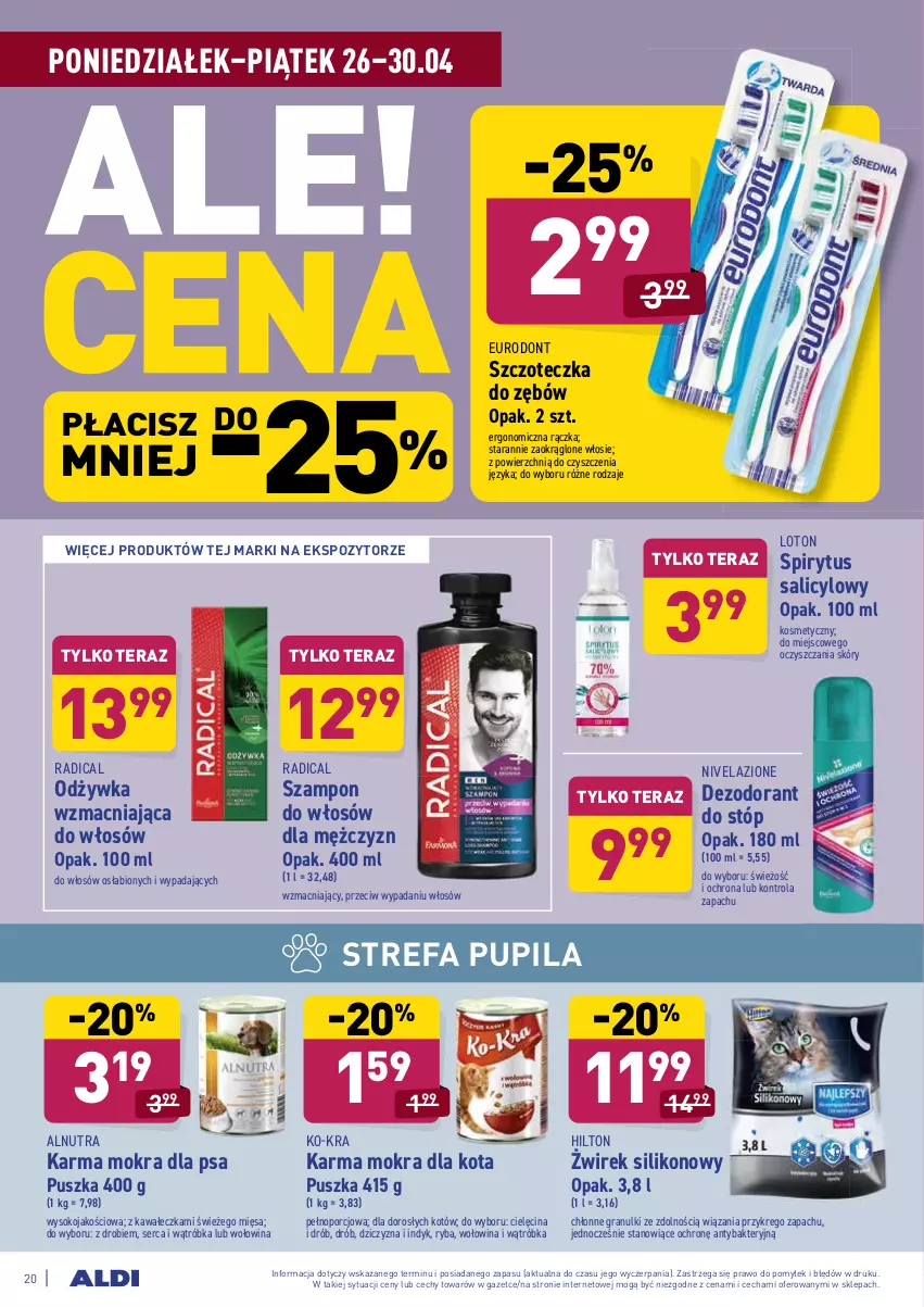 Gazetka promocyjna Aldi - ważna 26.04 do 30.04.2021 - strona 20 - produkty: Dezodorant, Drób, Dziczyzna, Fa, Gra, Kawa, Nivelazione, Odżywka, Por, Ryba, Ser, Sok, Spirytus salicylowy, Szampon, Szczoteczka, Szczoteczka do zębów, Tera, Wołowina