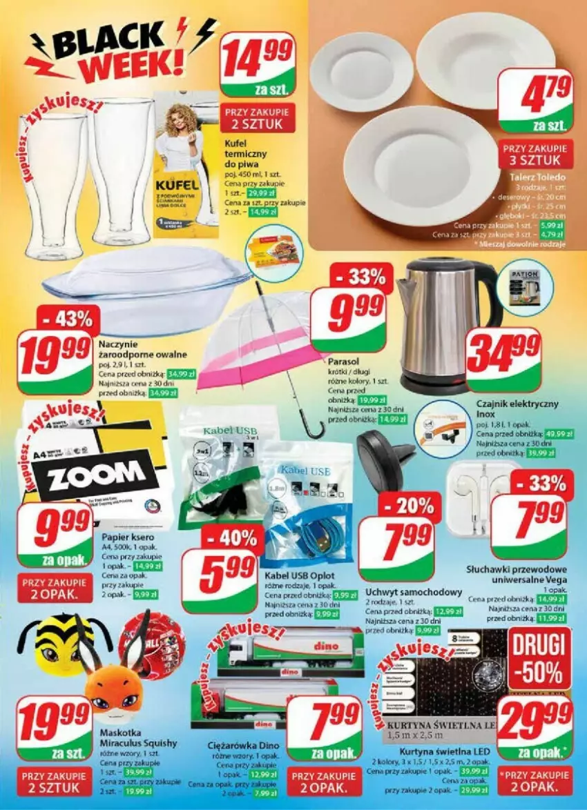 Gazetka promocyjna Dino - ważna 22.11 do 28.11.2023 - strona 16 - produkty: Kabel USB, Papier, Parasol, Piwa, Por, Ser