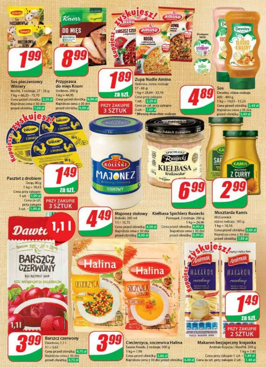 Gazetka promocyjna Dino - ważna 22.11 do 28.11.2023 - strona 28 - produkty: Dawtona, Kamis, Kiełbasa, Knorr, Majonez, Makaron, Mus, Musztarda, Pasztet, Piec, Sos, Sos pieczeniowy, Spichlerz Rusiecki, Taca, Winiary